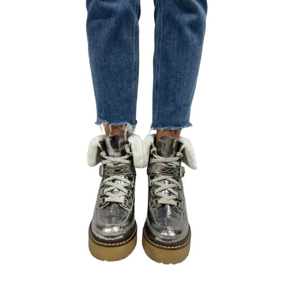 New Free People Cozy Jasper Pewter Hiker Boots Size 10 - Picture 5 of 10